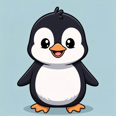Cute cartoon penguin smiling