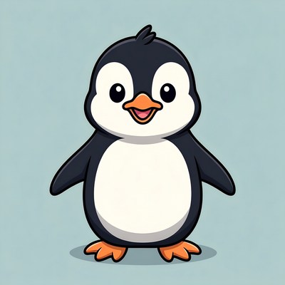 Cute cartoon penguin smiling