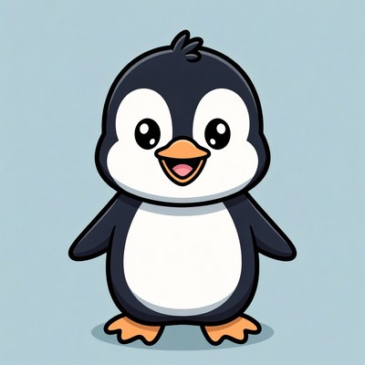 Cute cartoon baby penguin smiling