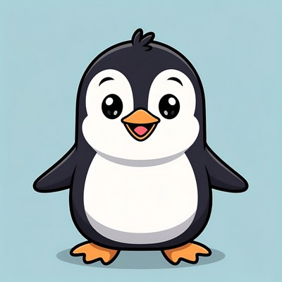 Cute cartoon penguin smiling