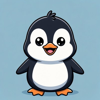 Cute cartoon penguin smiling