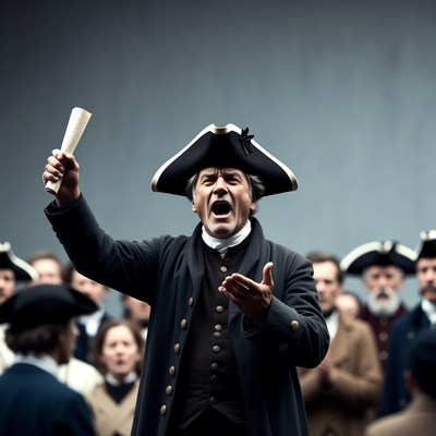 Man in tricorn hat holding scroll