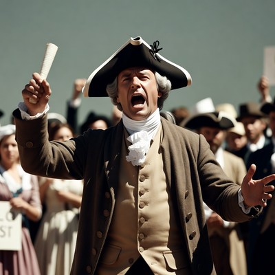 Man in tricorn hat holding scroll