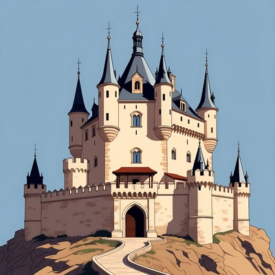 Medieval Castle on Rocky Cliff