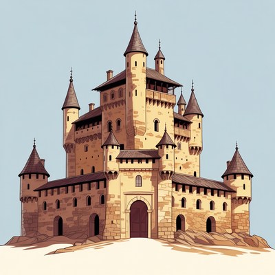 Majestic Medieval Castle Illustration