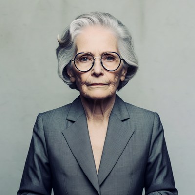 Elderly woman in glasses and suit