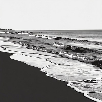 Ocean Waves Crashing on Beach