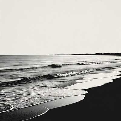 Black and White Ocean Waves on Beach