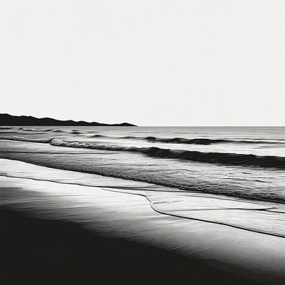 Black and White Ocean Waves Beach