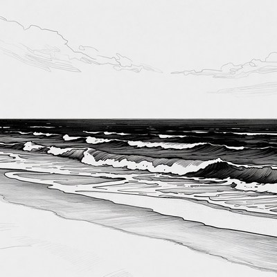 Ocean Waves Crashing on Beach