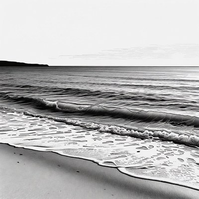 Ocean Waves Crashing on Beach