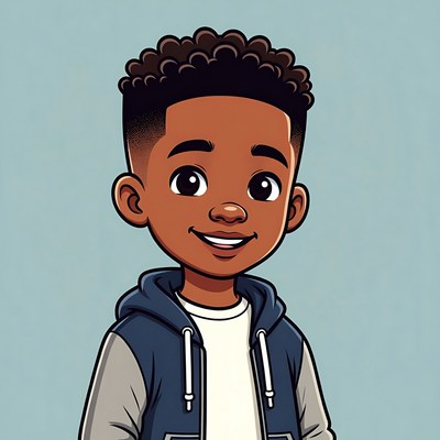 Smiling African-American boy in hoodie