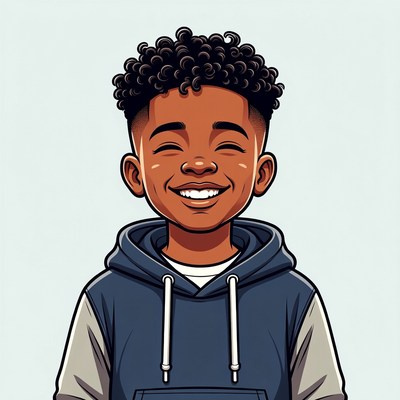 Smiling African-American boy in hoodie
