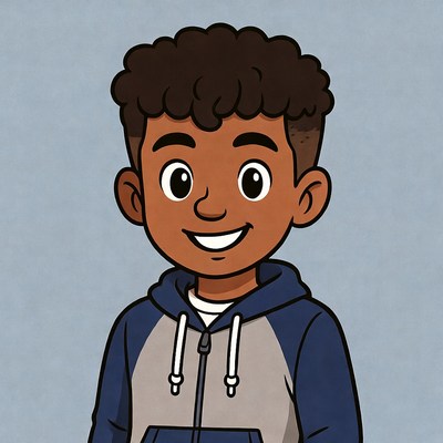 Smiling Black boy in hoodie