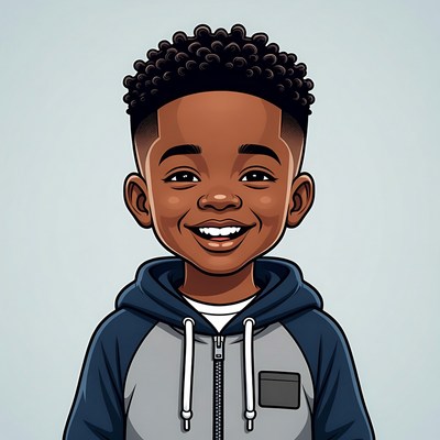 Smiling African-American boy in hoodie
