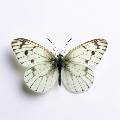 White Admiral Butterfly on White Background