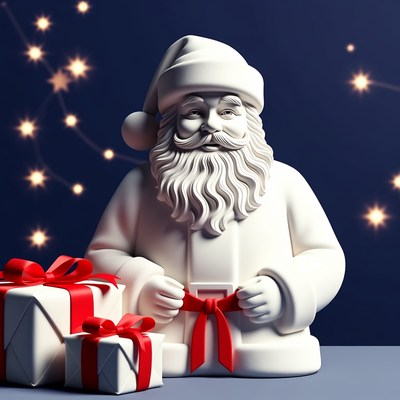Santa Claus holding red gift boxes