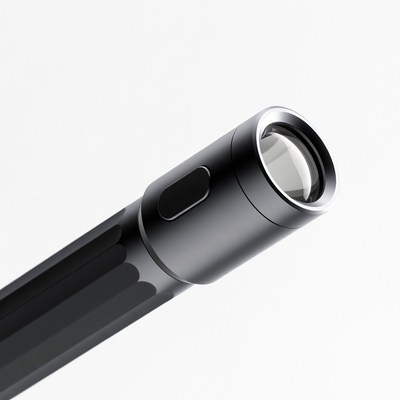 Black Flashlight on White Background