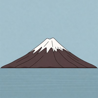 Mount Fuji illustration over water