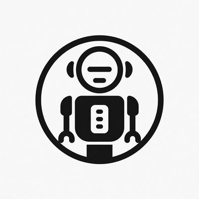 Black Robot Icon in Circle