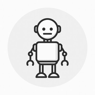 Line art robot illustration