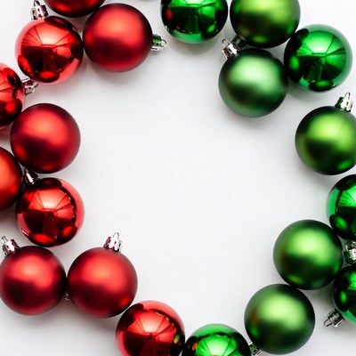 Red and Green Christmas Ornaments Circle