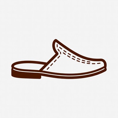 Brown Outline Slipper Clipart