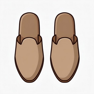 Pair of Brown Slippers Illustration