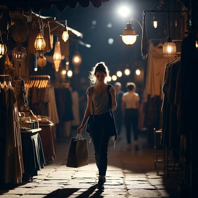 Woman shopping at night market