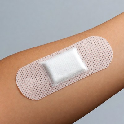 White bandage on arm