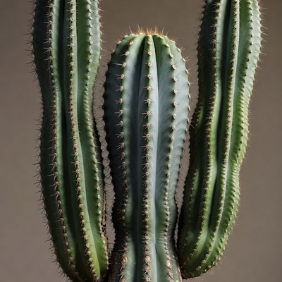 Three Tall Cacti Plants