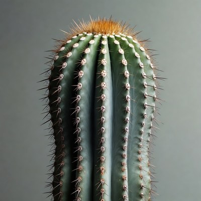 Tall Spiny Cactus with Orange Spines