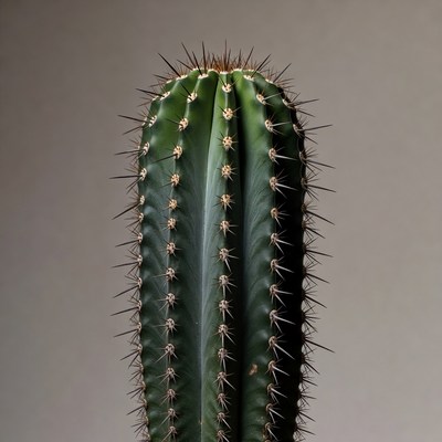 Tall spiny green cactus plant