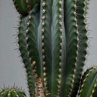 Tall spiny green cactus plant