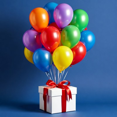 Colorful Balloons Bouquet with Gift Box