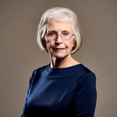 Elderly woman in blue dress