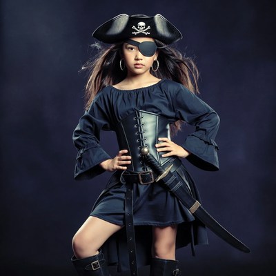 Asian girl in pirate costume