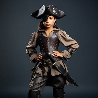 Girl in pirate costume with eyepatch