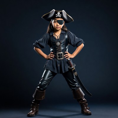 Asian girl in pirate costume