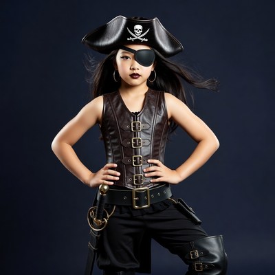 Asian girl in pirate costume