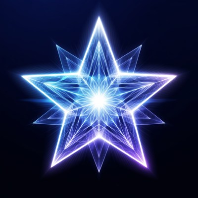 Glowing Blue Star on Black