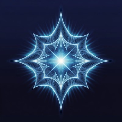 Glowing Blue Fractal Star