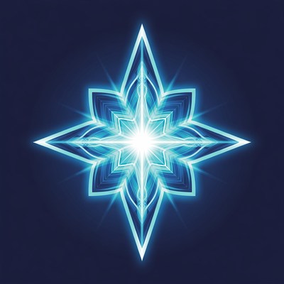 Glowing Blue Starburst on Dark Background