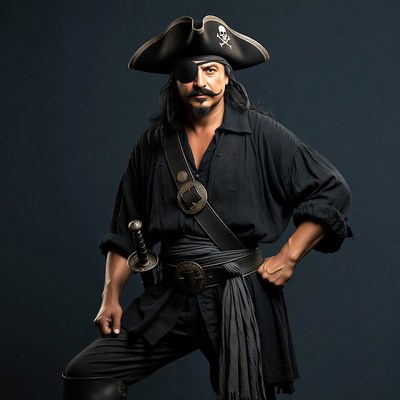 Pirate man with eyepatch and sword