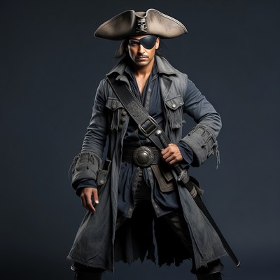 Pirate man with eyepatch and sword