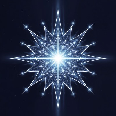 Glowing Blue Snowflake Star