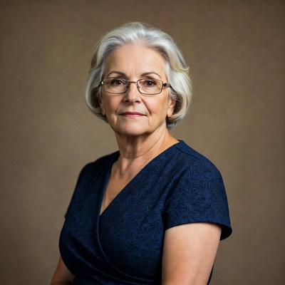 Elderly woman with glasses