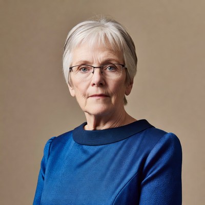 Elderly woman in blue dress