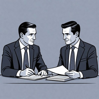 Two businessmen signing contract