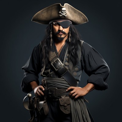 Pirate man with eyepatch and sword